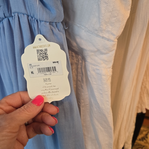 Anthropologie Sky Blue Puff Sleeve Mini Dress - Picture 2 of 2